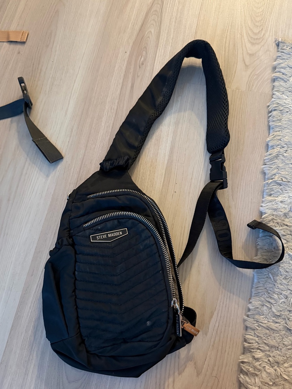 Steve Madden Black Quilted Sling Bag